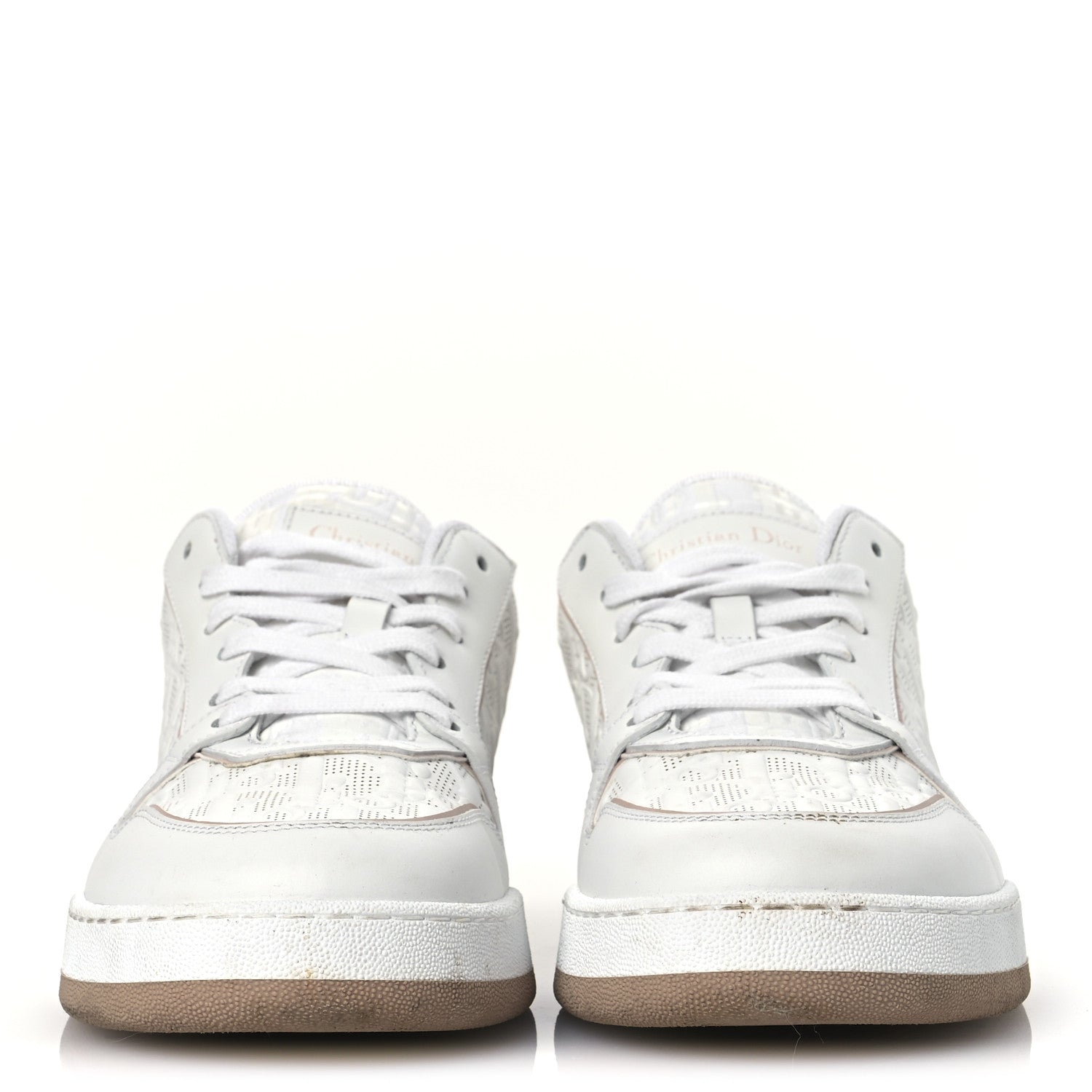 Christian Dior Calfskin Oblique Laser Perforated Dior One Low Sneakers 39 White Nude 3 of 14