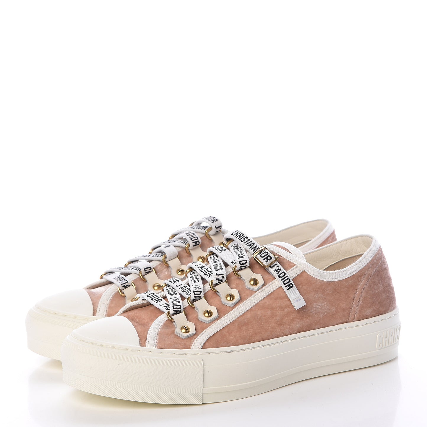 Velvet Walk'N'Dior Low Top Sneakers 35.5 Nude