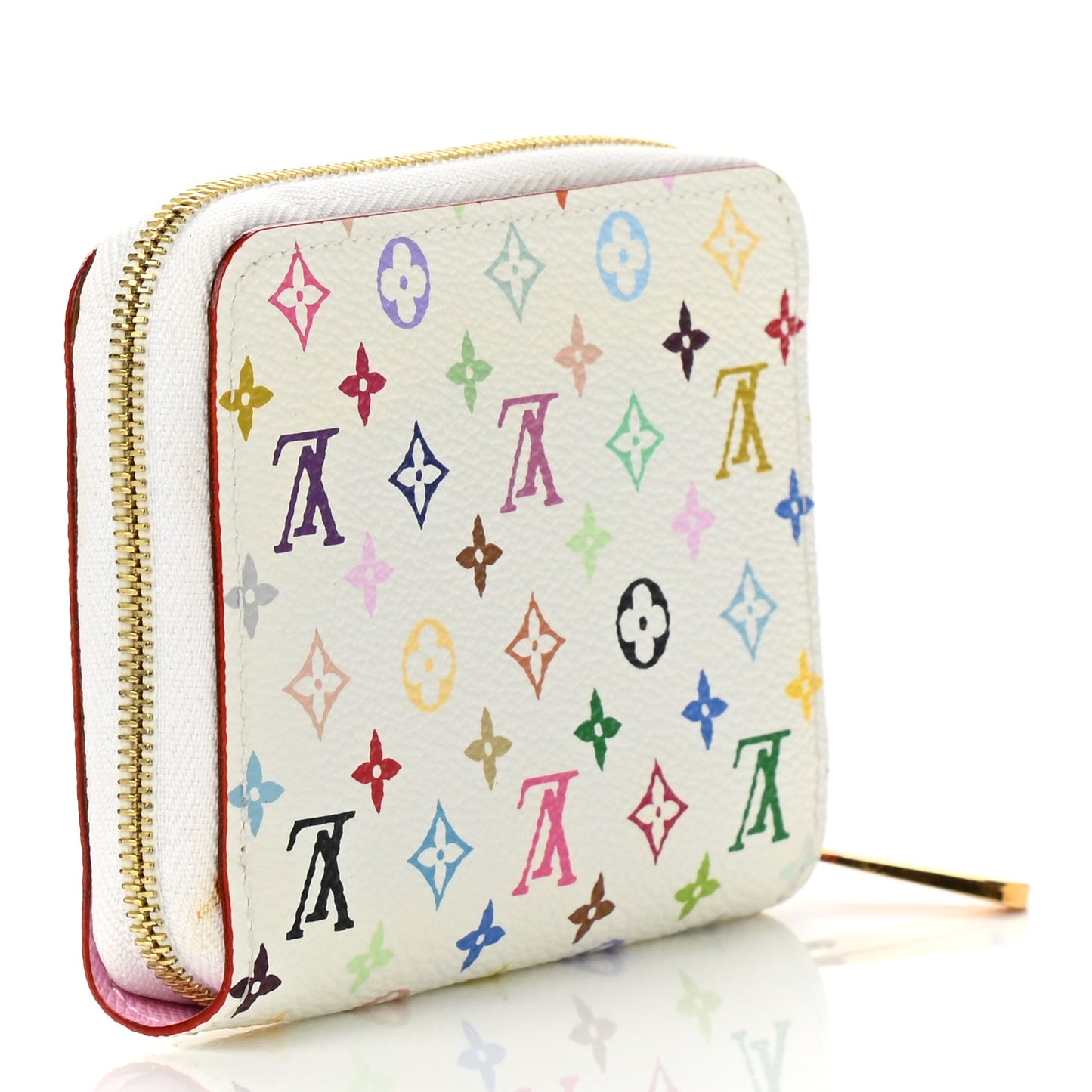 Monogram Multicolor Zippy Coin Purse Wallet White Litchi