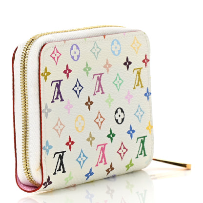 Louis Vuitton Monogram Multicolor Zippy Coin Purse Wallet White Litchi 2 of 8