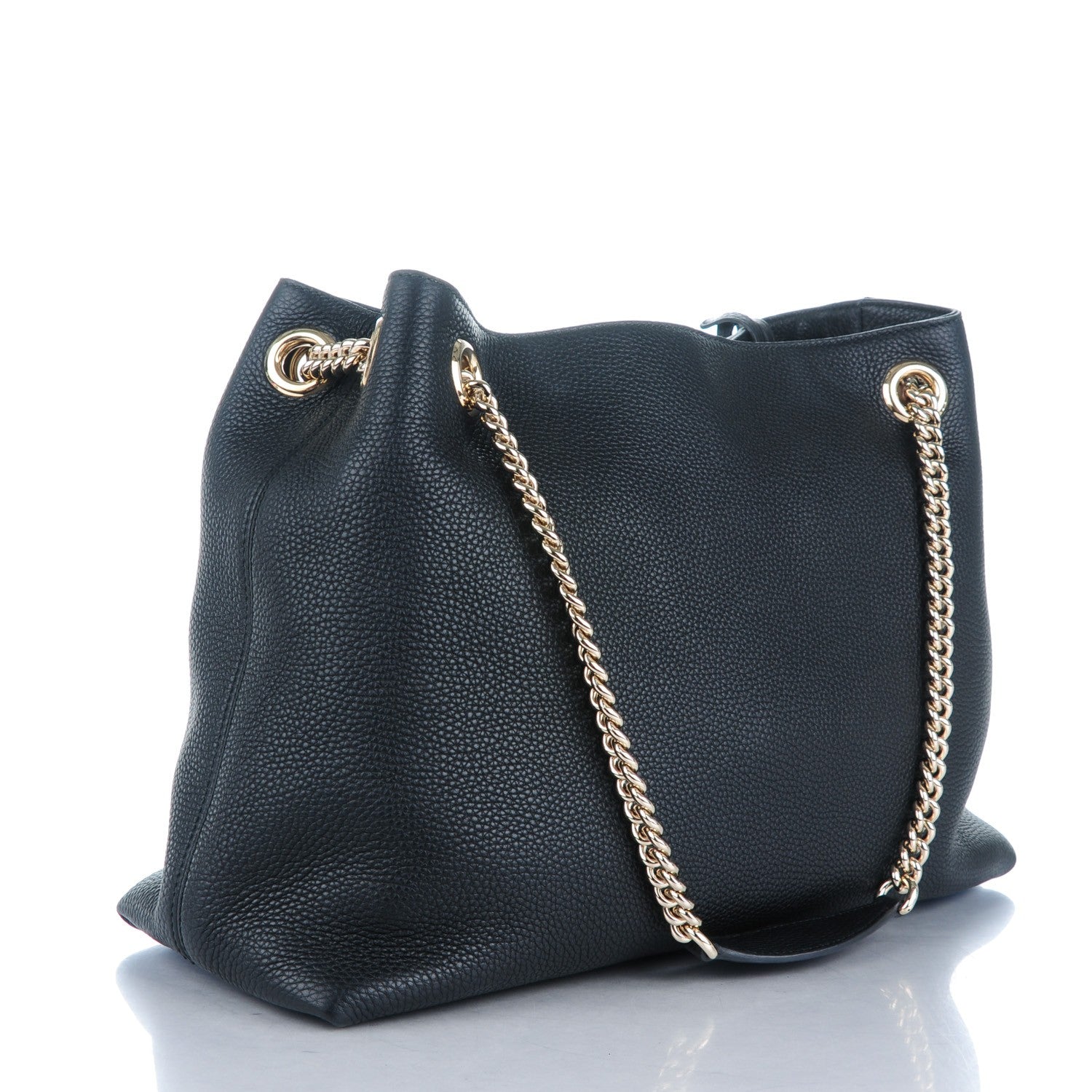 Gucci Pebbled Calfskin Medium Soho Chain Shoulder Bag Black 3 of 7