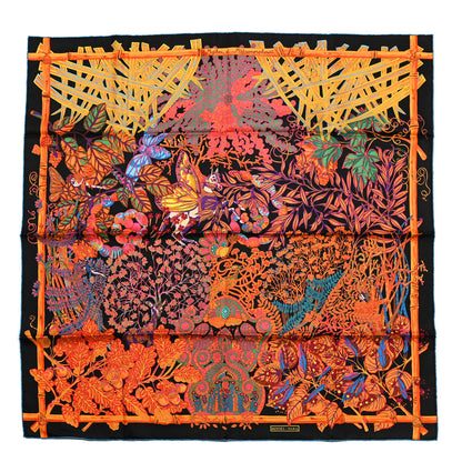 Hermes Silk Mythes et Metamorphoses Scarf 90 Black Orange Bleu 1 of 4