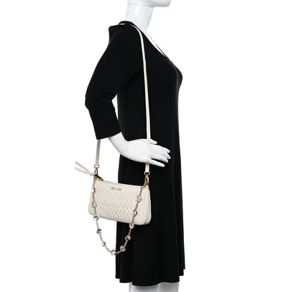 Miu Miu Nappa Matelasse Crystal Mini Shoulder Bag White 2 of 11
