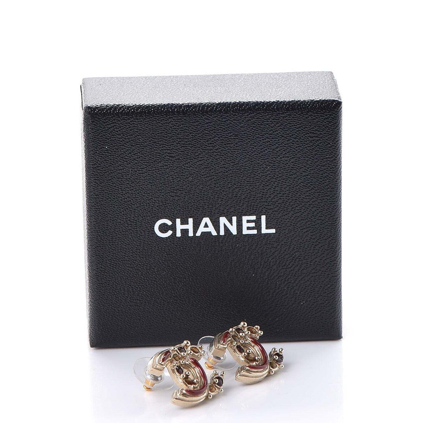 Enamel Gripoix Poured Glass CC Earrings Gold
