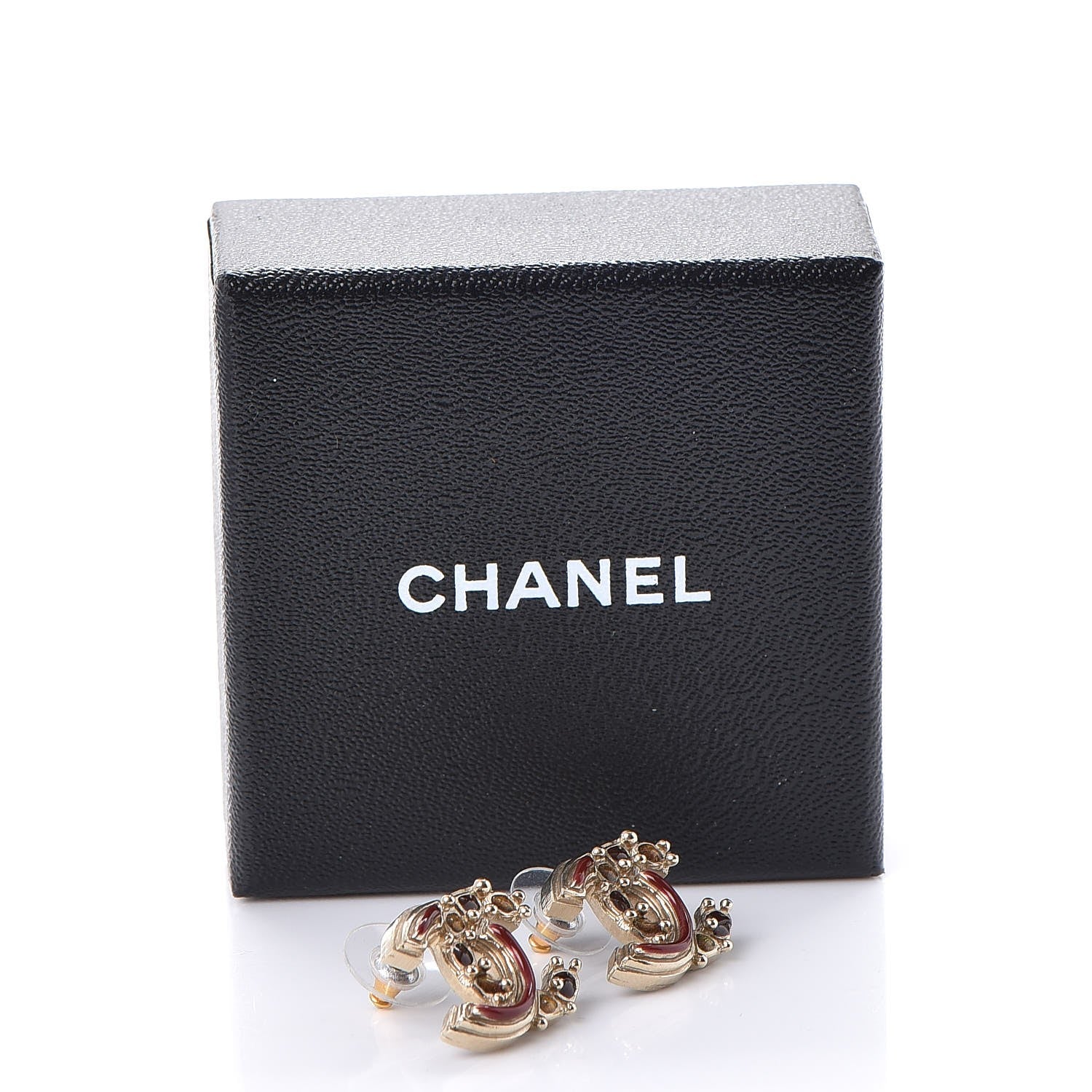 Chanel Enamel Gripoix Poured Glass CC Earrings Gold 6 of 6