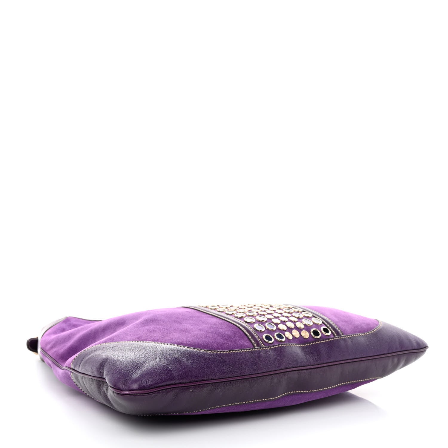 Gucci Suede Studded Large Jackie Shoulder Bag Purple 4 of 10