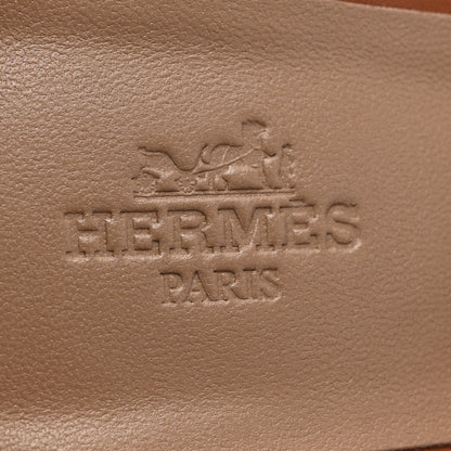 Hermes Calfskin Legend Wedge Sandals 38.5 Gold 7 of 10