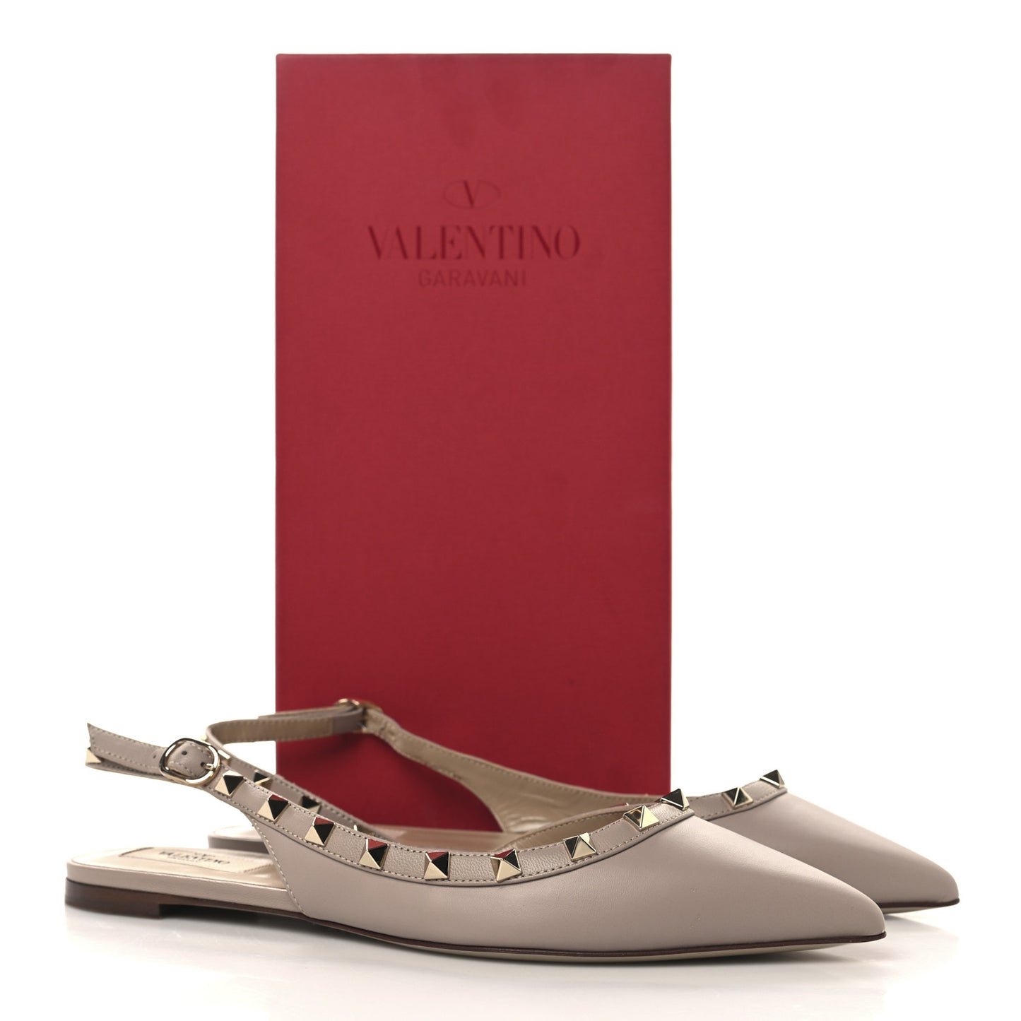 Nappa Rockstud Slingback Flats 38.5 Poudre