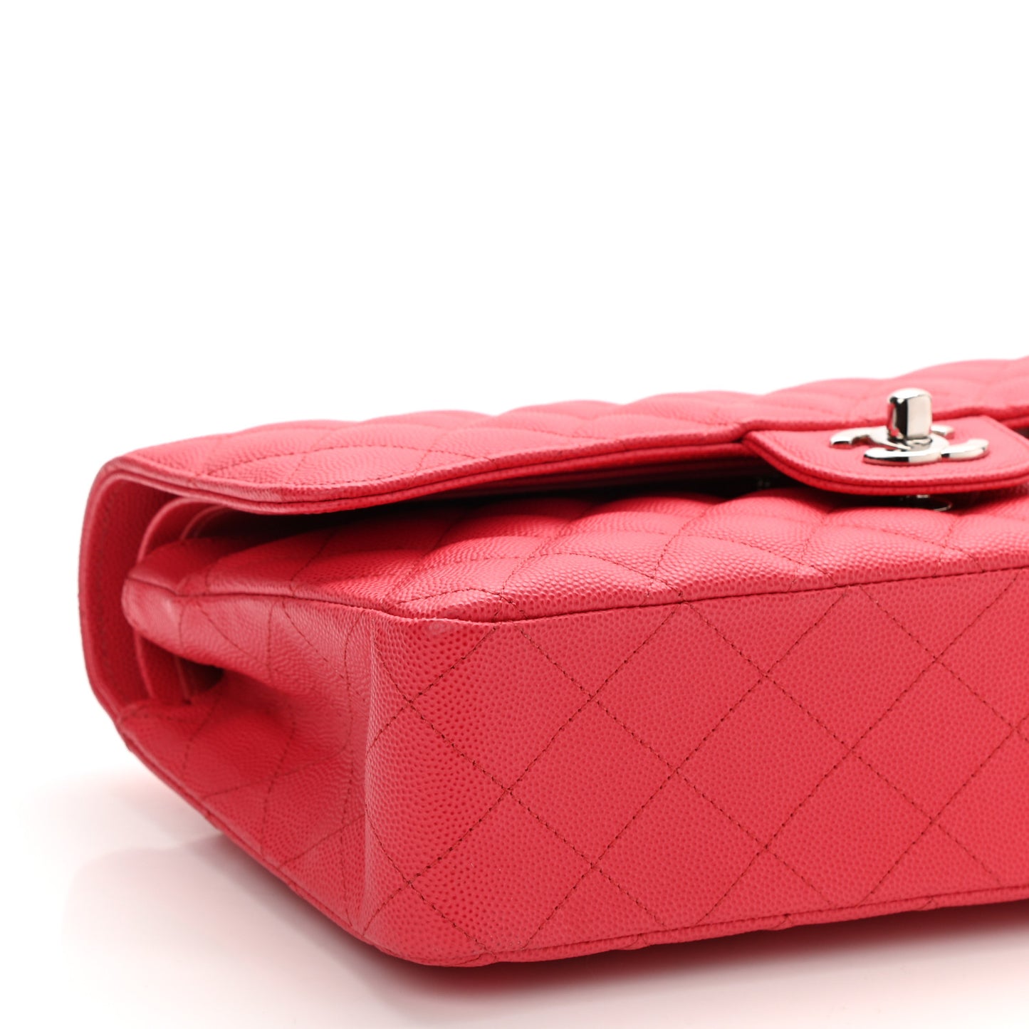 Caviar Quilted Medium Double Flap Red
