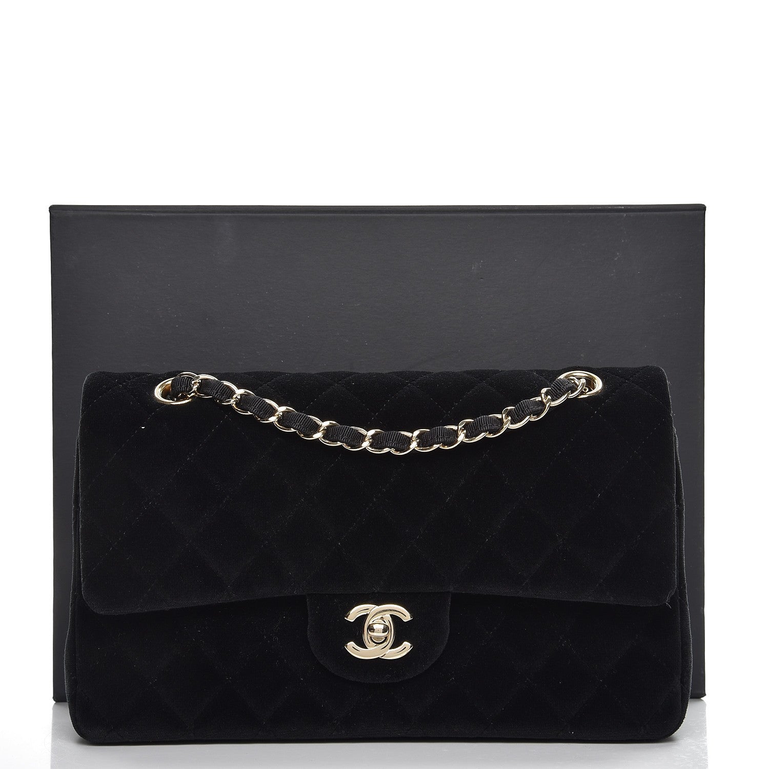 Chanel Velvet Quilted Medium Double Flap Black 9 of 9