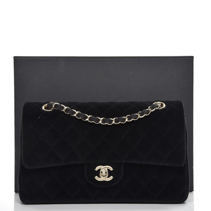 Chanel Velvet Quilted Medium Double Flap Black 9 of 9