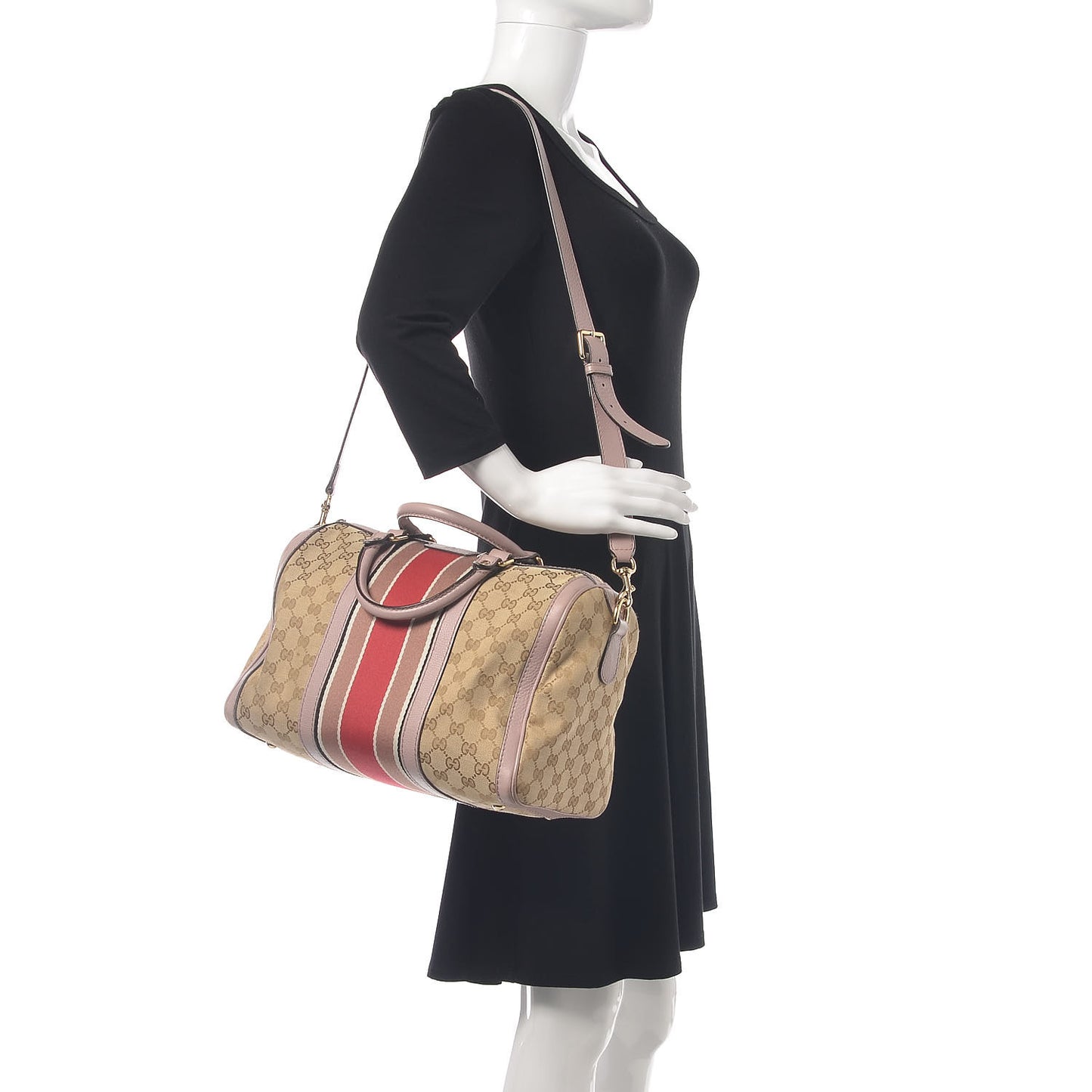 Monogram Selleria Calfskin Vintage Web Medium Boston New Sand Lilas