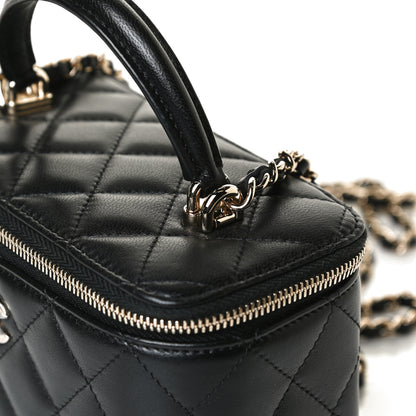 Chanel Lambskin Quilted Small Top Handle Vanity Case With Chain Black 11 of 14