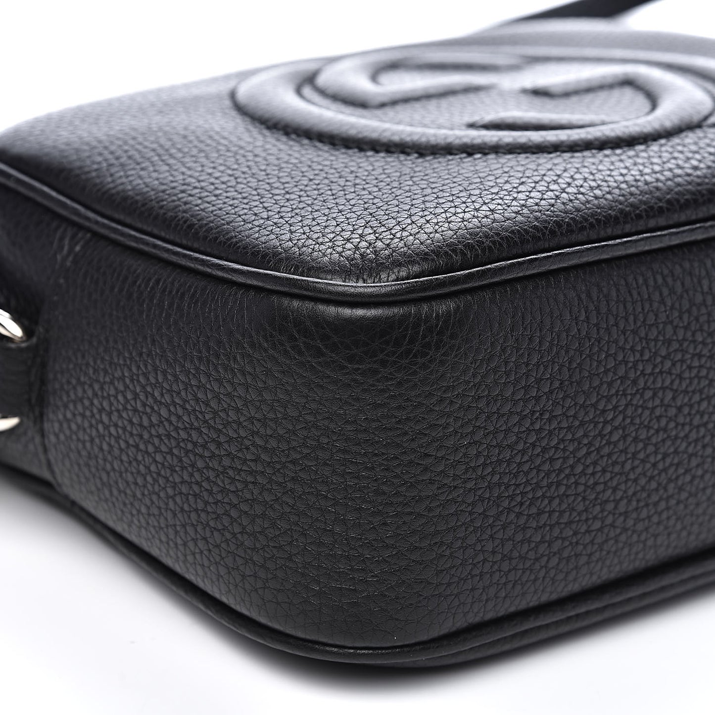 Pebbled Calfskin Small Soho Disco Bag Black
