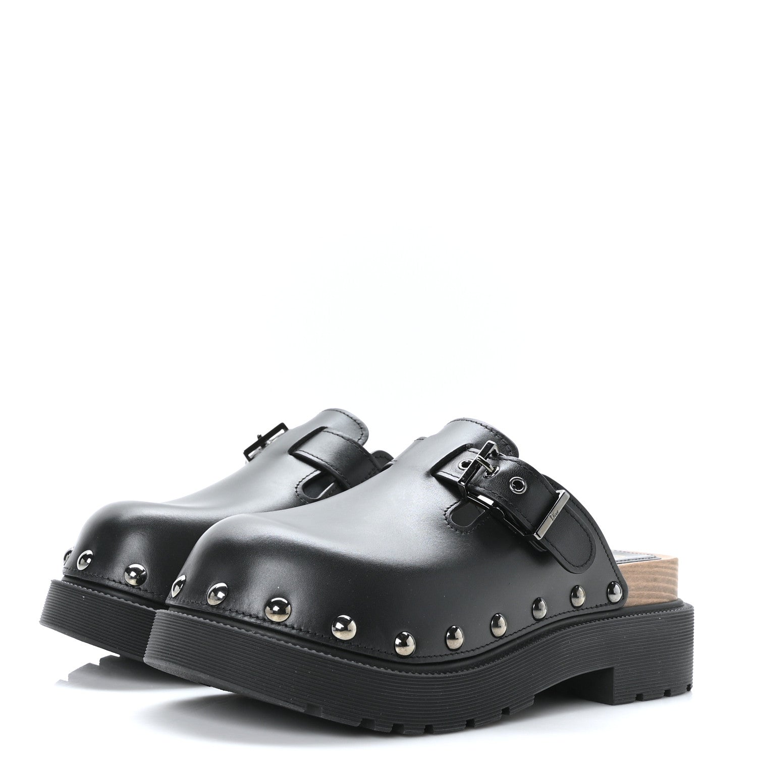 Christian Dior Calfskin Diorquake Buckled Lug Sole 15mm Clogs 37 Black 3 of 9