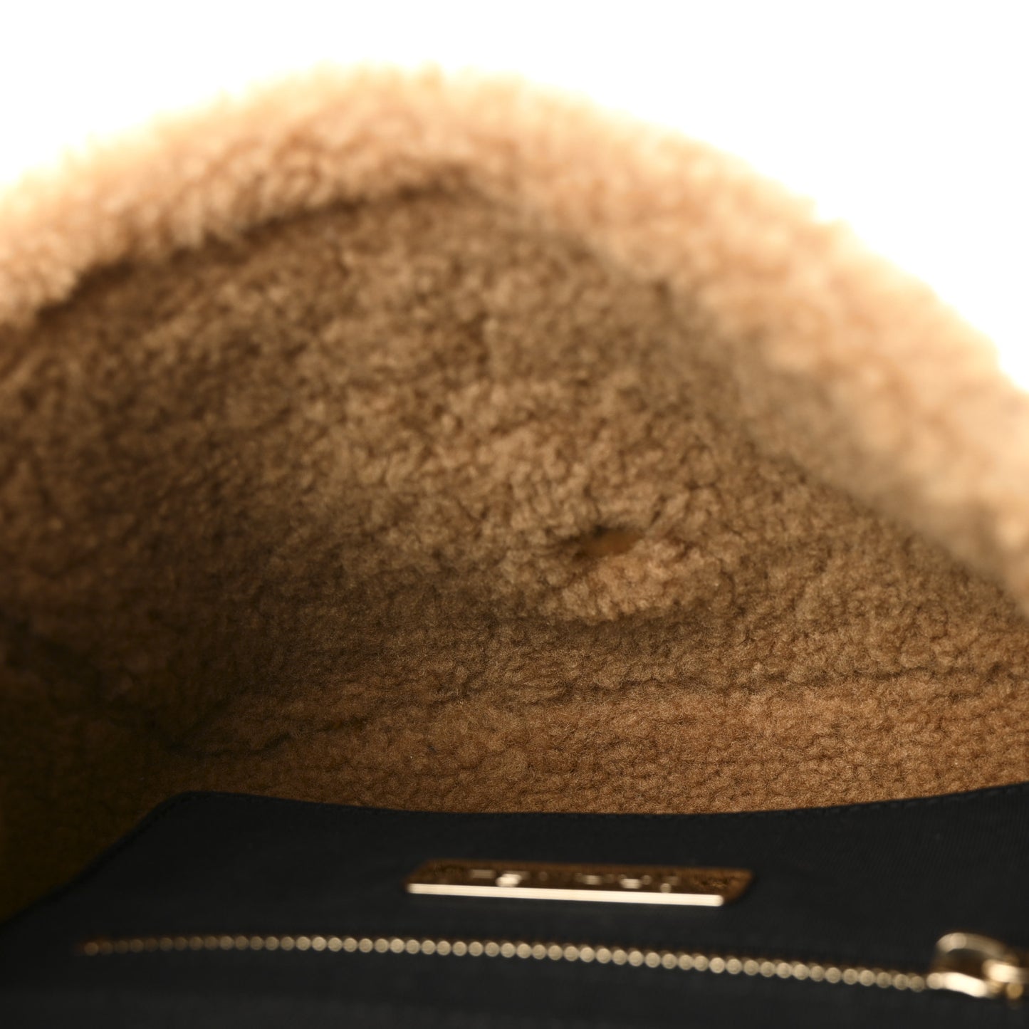Shiny Crumpled Sheepskin Shearling CC Mania Flap Bag Black Beige