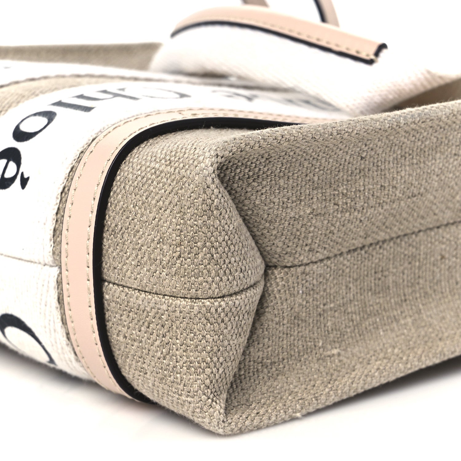Chloe Linen Calfskin Mini Woody Ribbon Tote Cement Pink 11 of 11