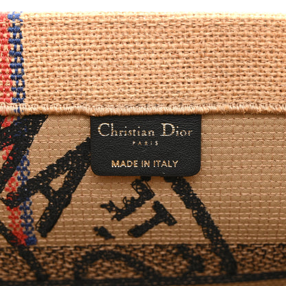 Christian Dior Canvas Jute Embroidered Medium Book Tote Black Beige 6 of 10