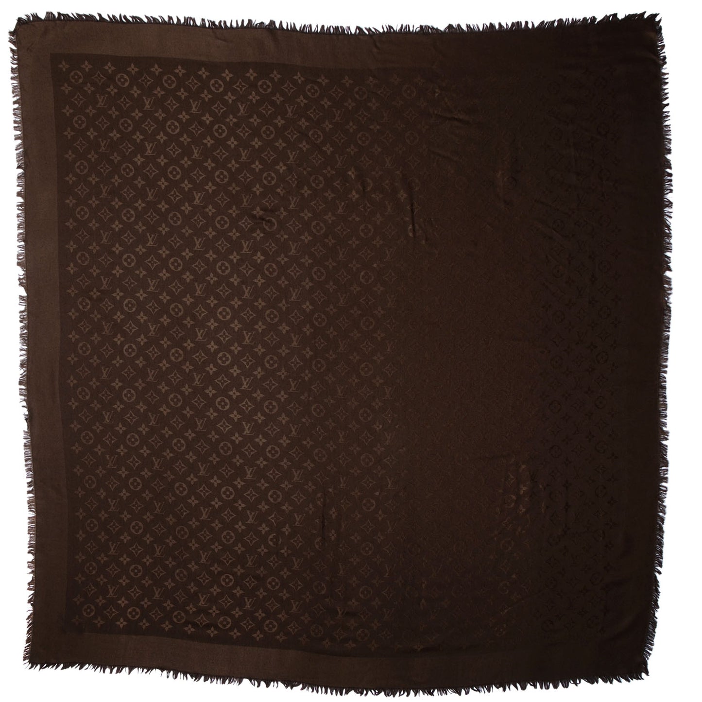 Silk Wool Monogram Denim Shawl Chocolate