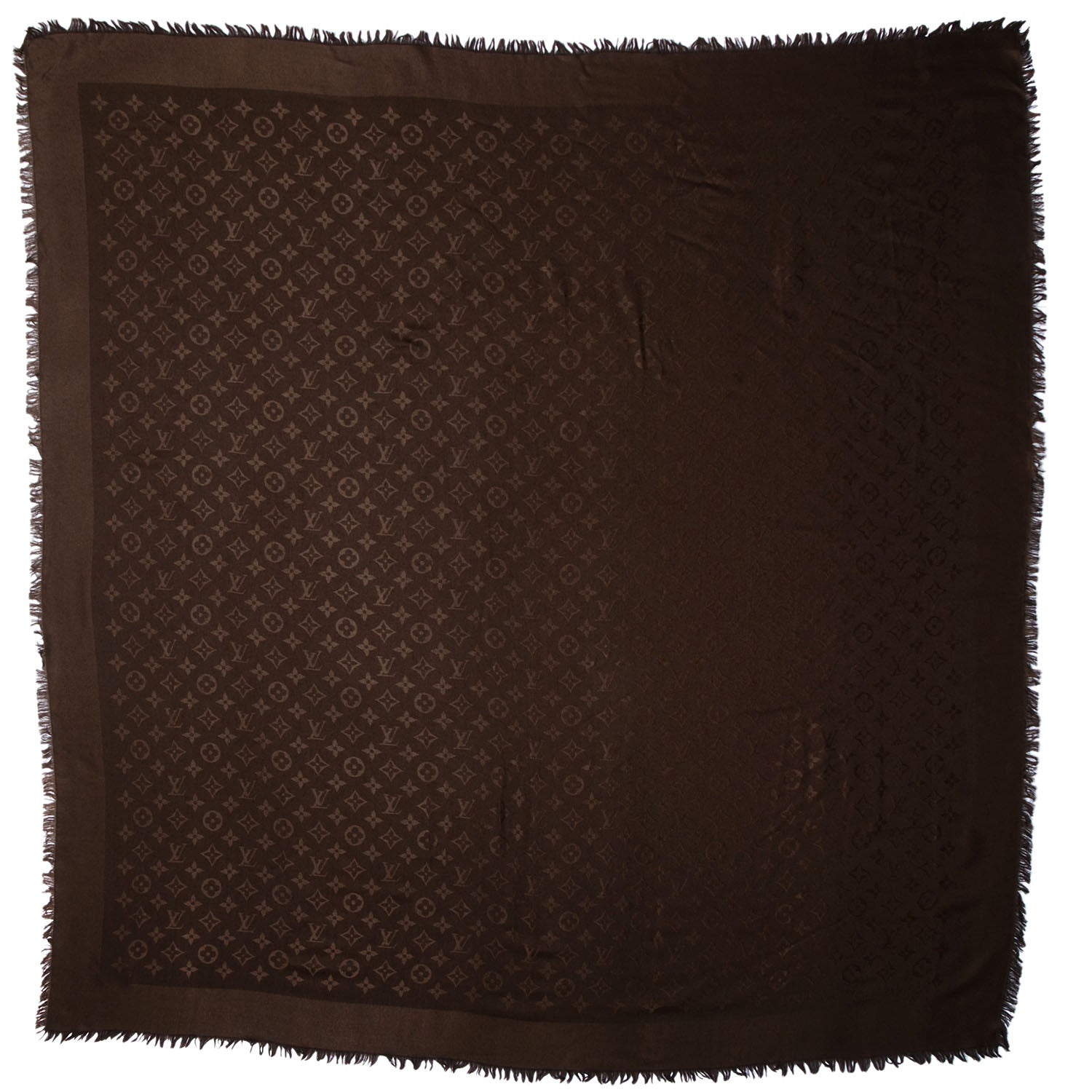 Louis Vuitton Silk Wool Monogram Denim Shawl Chocolate 3 of 5