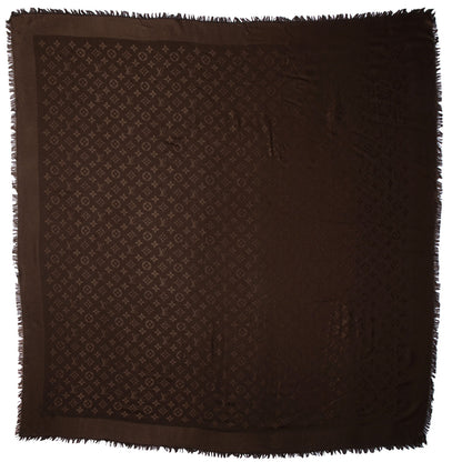 Louis Vuitton Silk Wool Monogram Denim Shawl Chocolate 3 of 5