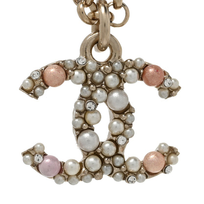 Chanel Pearl Crystal CC Charms Bracelet Light Gold Pink 4 of 5