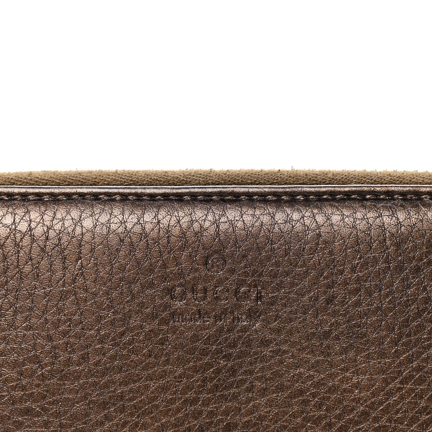 Metallic Calfskin Bamboo Tassel Zip Around Wallet Bronze