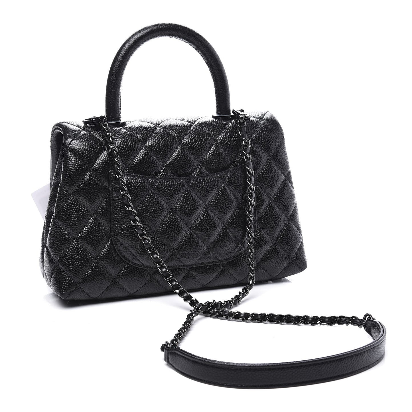 Caviar Quilted Mini Coco Handle Flap So Black