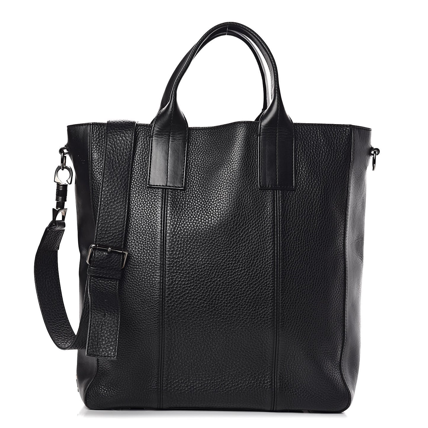 Pebbled Calfskin Fredo Tote Black