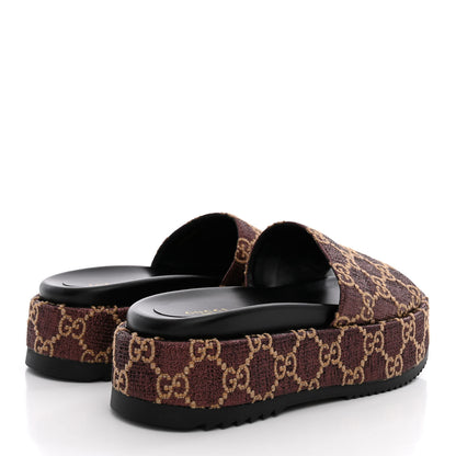 Gucci Lame GG Monogram Angelina Platform 55mm Slide Sandals 38 Brown Beige 5 of 10