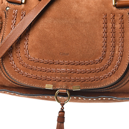 Chloe Suede Calfskin Braided Medium Marcie Satchel Caramel 9 of 14