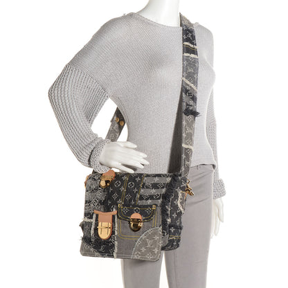 Louis Vuitton Denim Patchwork Posty Messenger Bag Gris 2 of 20