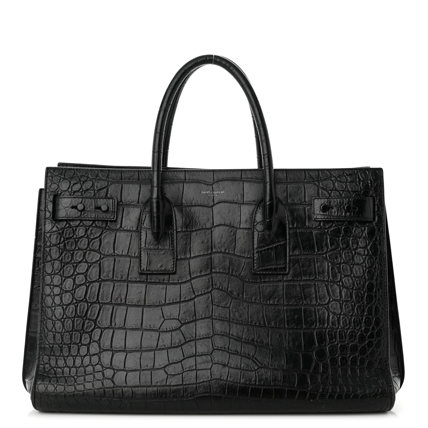 Calfskin Crocodile Embossed Medium Supple Sac de Jour Black