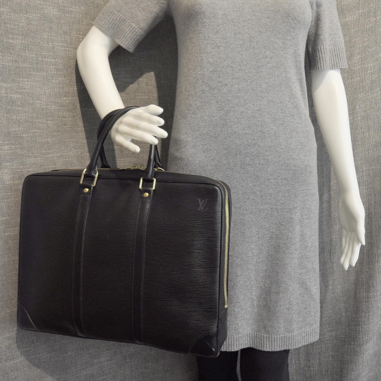 Louis Vuitton Epi Porte-Documents Voyage Briefcase Black 3 of 9