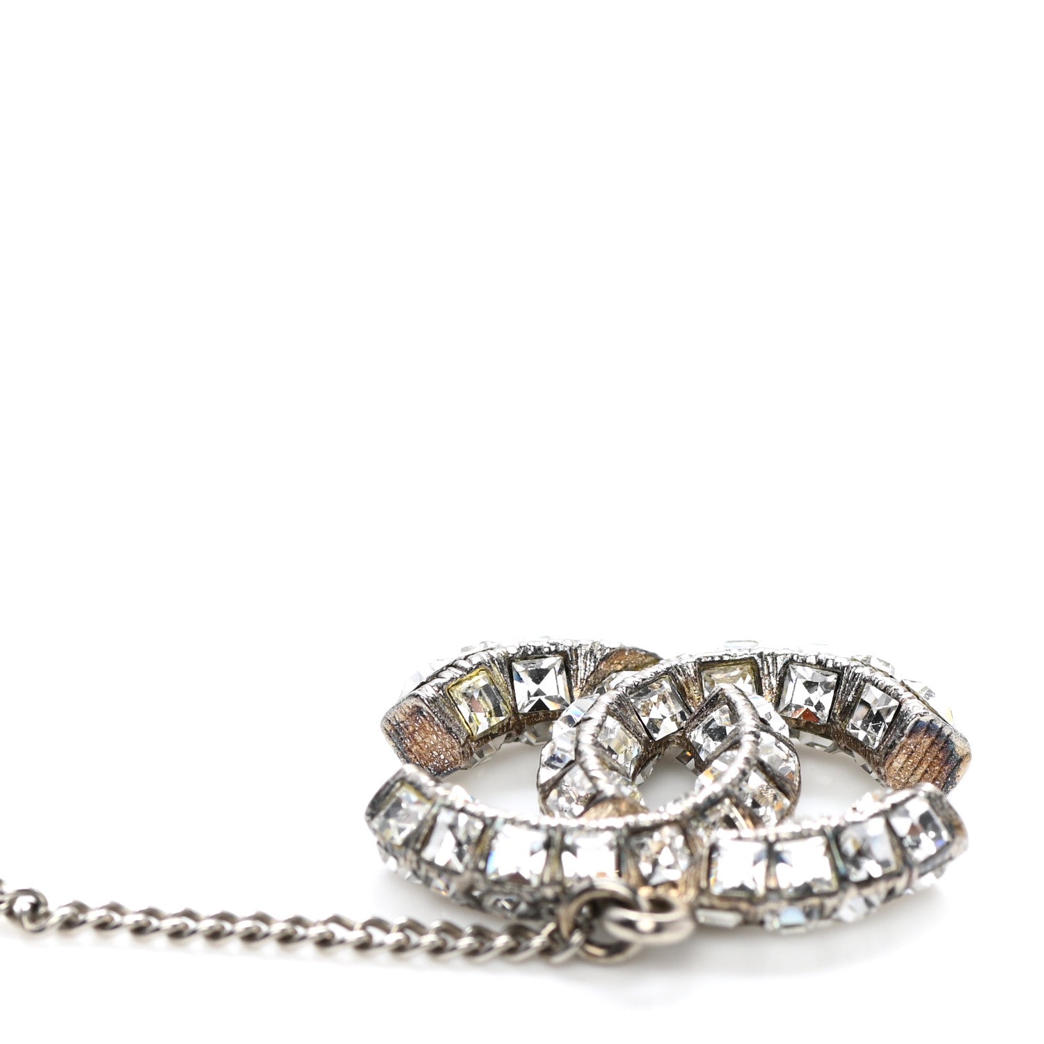 Chanel Baguette Crystal CC Drop Earrings Silver 4 of 4