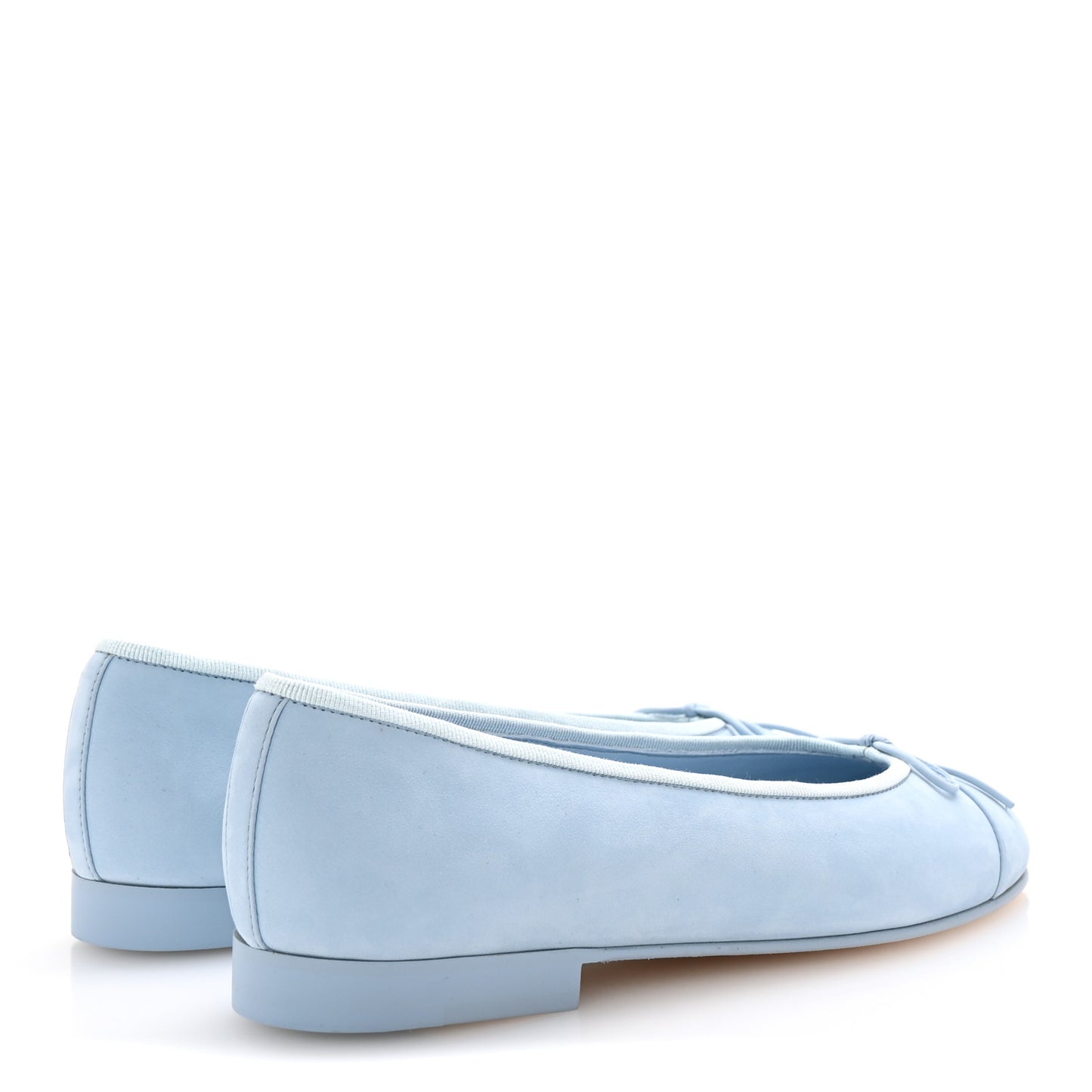 Suede Calfskin Cap Toe CC Ballerina Flats 37 Light Blue