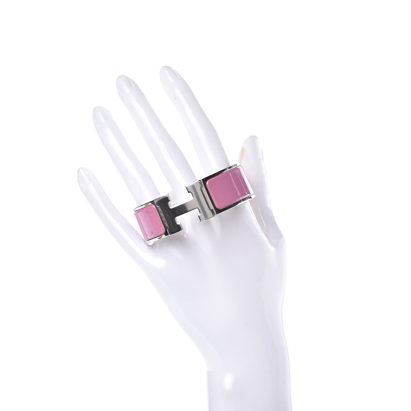 Enamel Wide Clic Clac H Bracelet PM Rose Flamingo