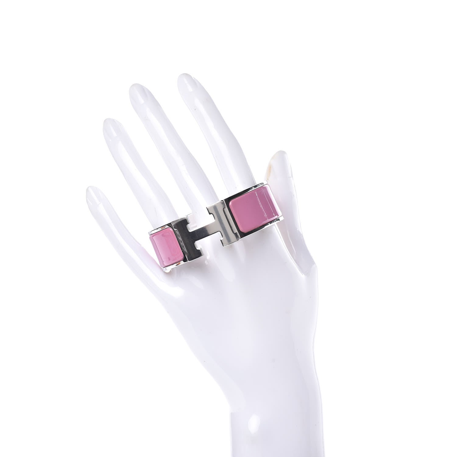 Hermes Enamel Wide Clic Clac H Bracelet PM Rose Flamingo 2 of 7