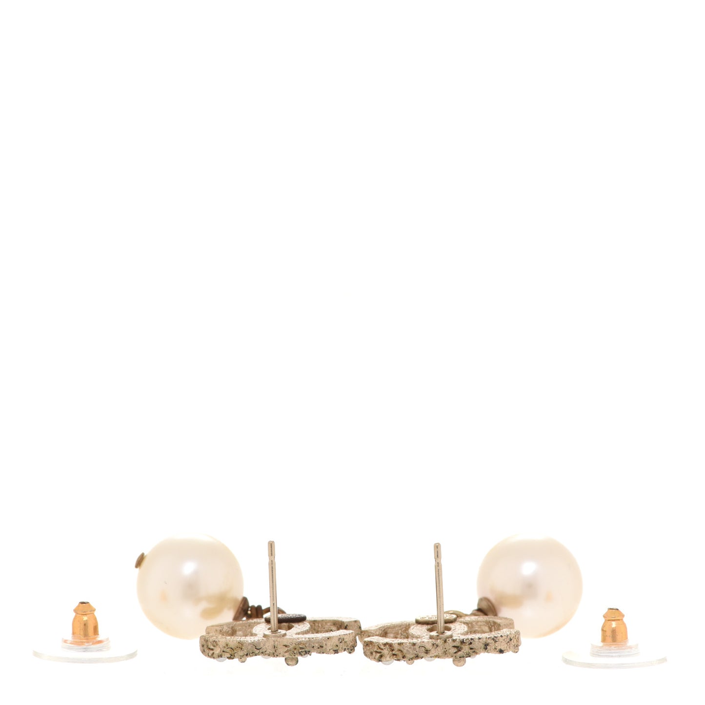 Crystal Pearl CC Drop Earrings Gold