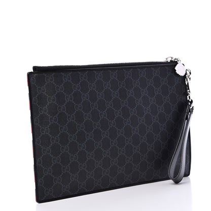 Gucci GG Supreme Monogram Night Courrier Zip Wristlet Pouch Black Multicolor 2 of 6