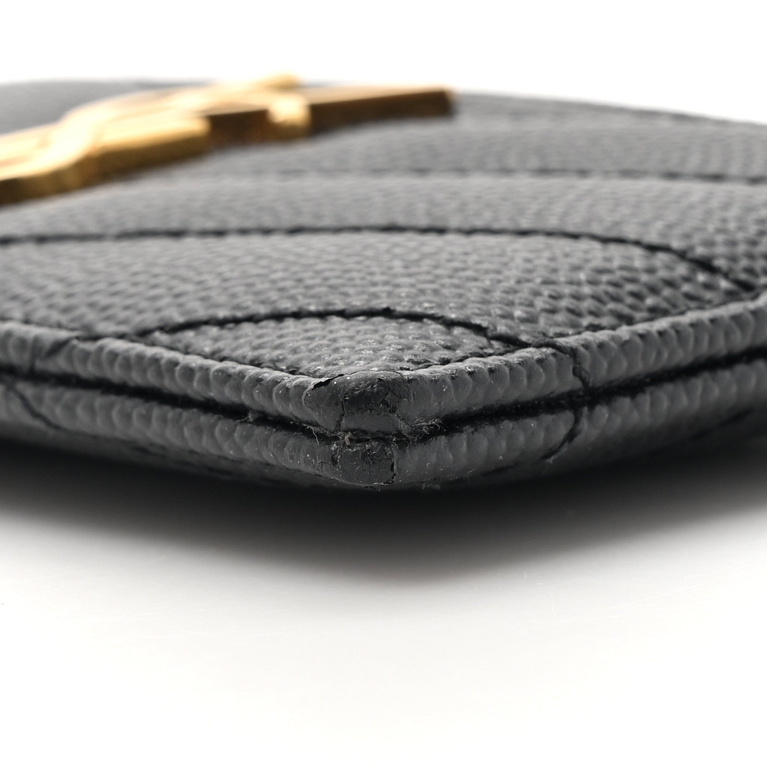 Saint Laurent Grain De Poudre Matelasse Chevron Monogram Credit Card Case Black 9 of 11