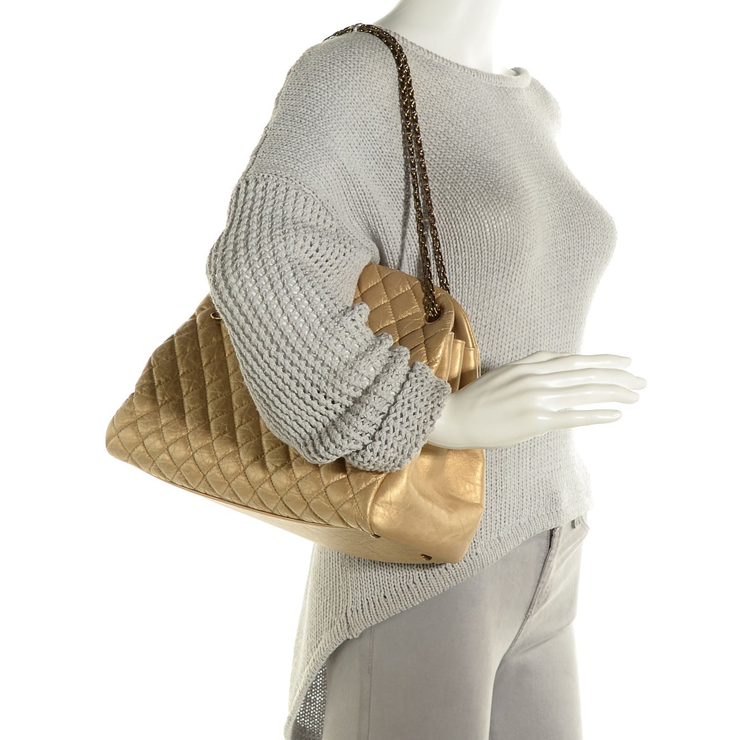 Calfskin Large Just Mademoiselle Bowling Bag Gold