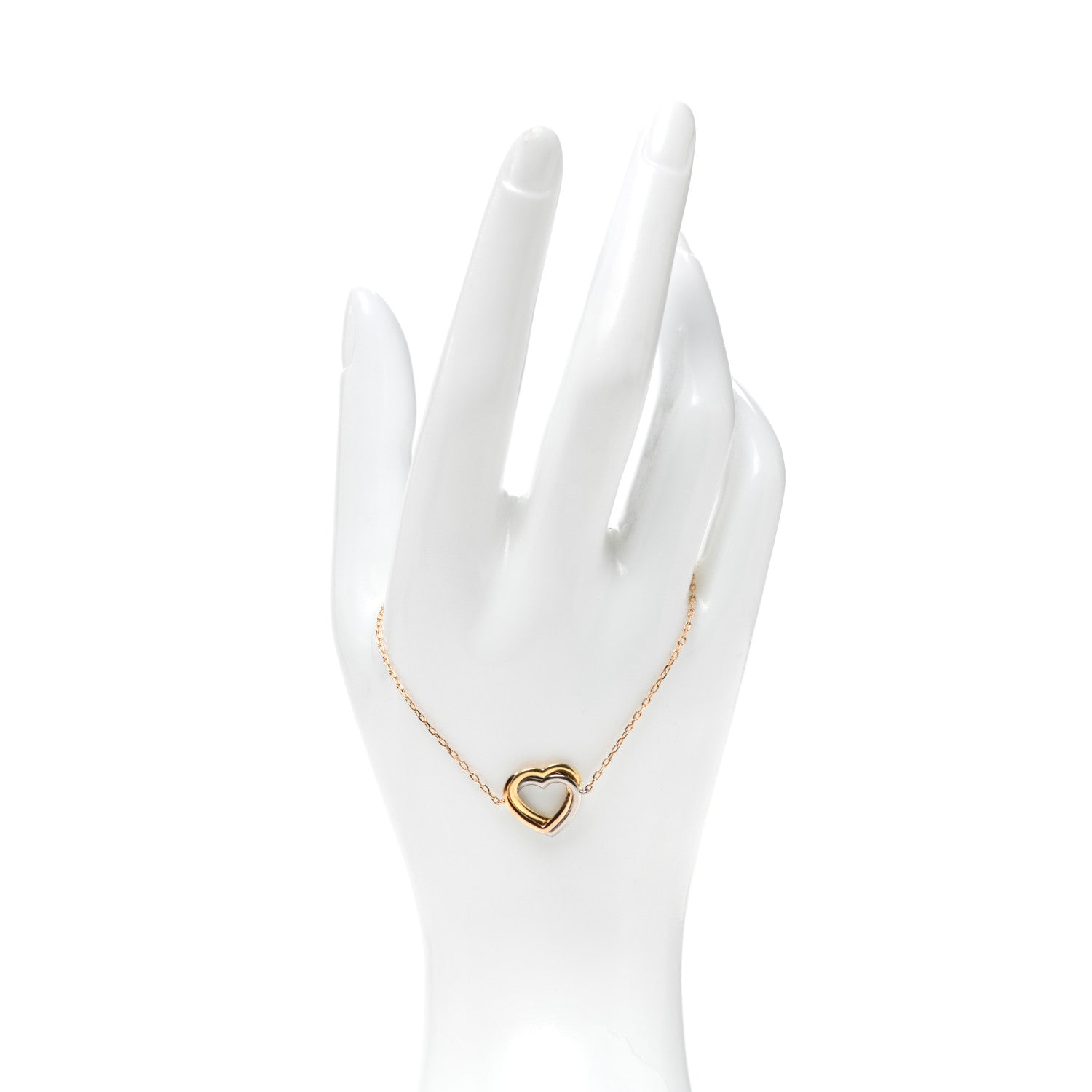 Cartier 18K Pink Yellow White Gold Trinity Heart Bracelet 2 of 7