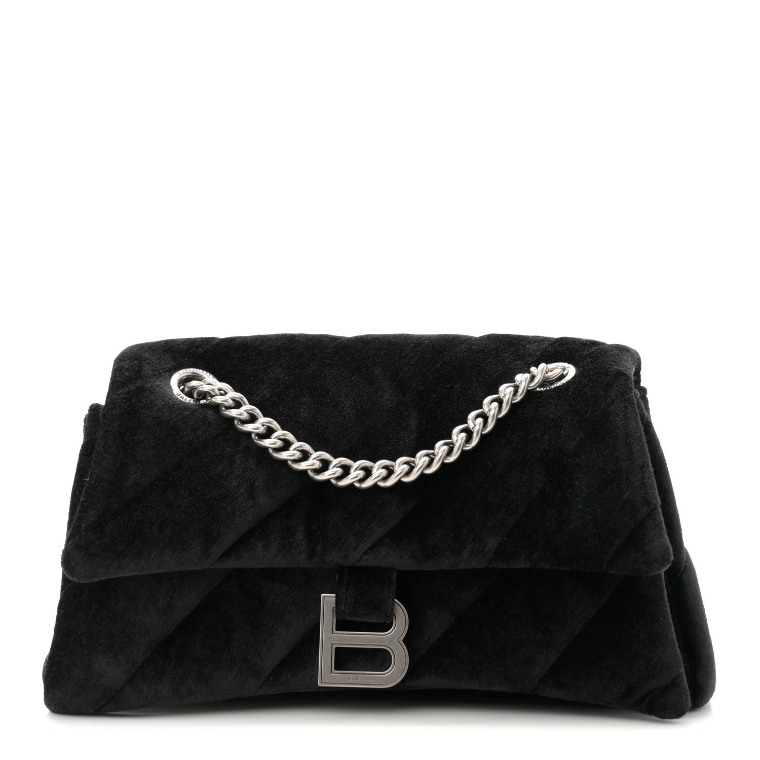 Balenciaga Velvet Quilted Small Crush Chain Bag Black 1 of 9
