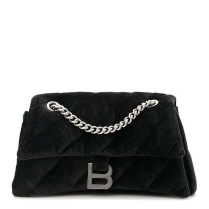 Balenciaga Velvet Quilted Small Crush Chain Bag Black 1 of 9