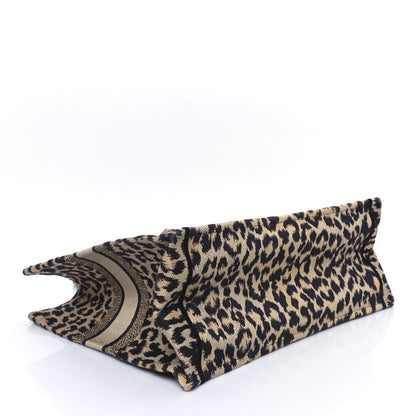 Christian Dior Canvas Mizza Embroidered Large Leopard Book Tote Beige 4 of 11