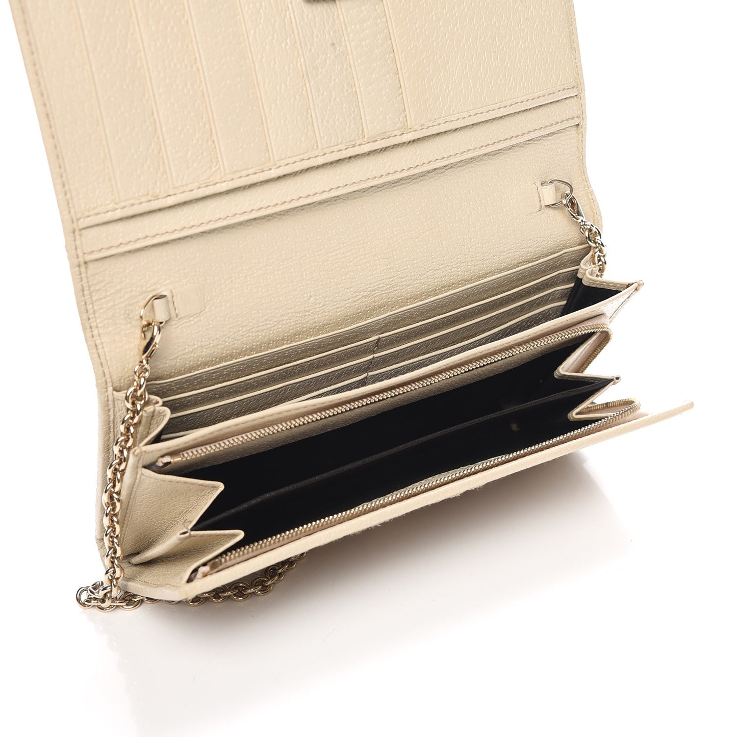Monogram Metal Bar Chain Wallet Beige