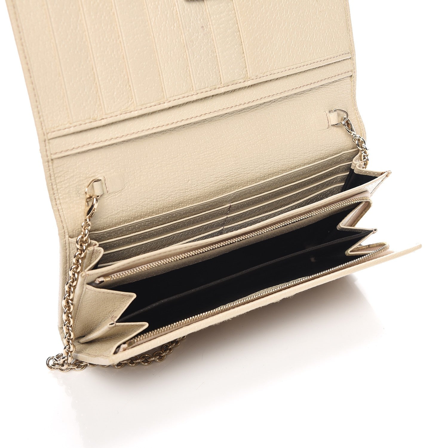 Gucci Monogram Metal Bar Chain Wallet Beige 5 of 8