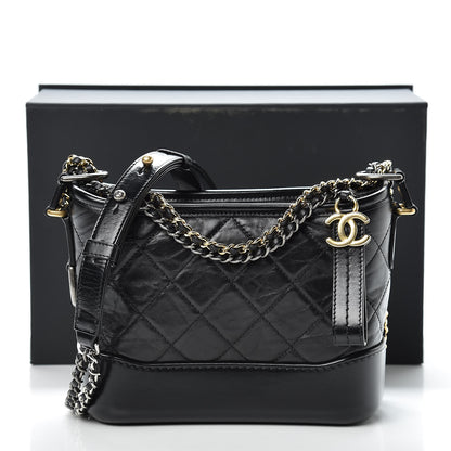 Chanel Aged Calfskin Quilted Small Gabrielle Hobo Black 11 of 11