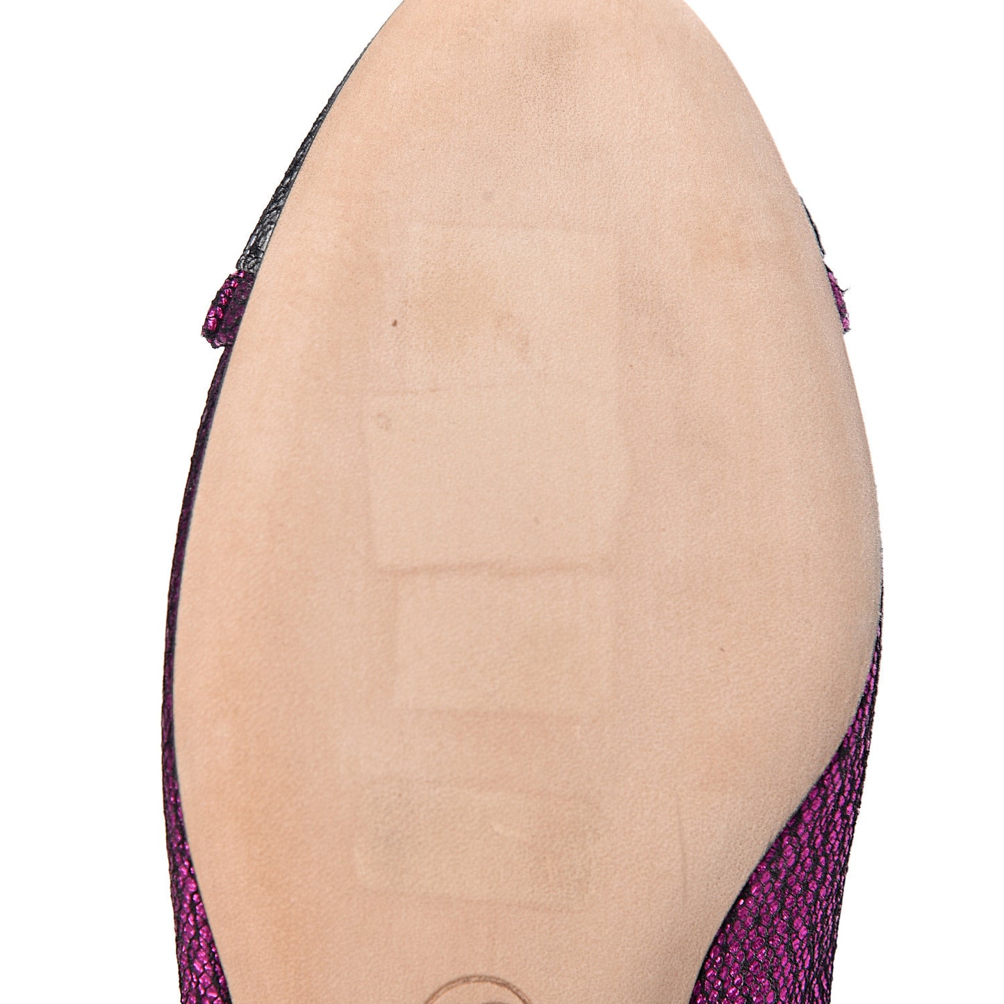 Metallic Lace Cap Toe Ballerina Flats 38 Fuchsia